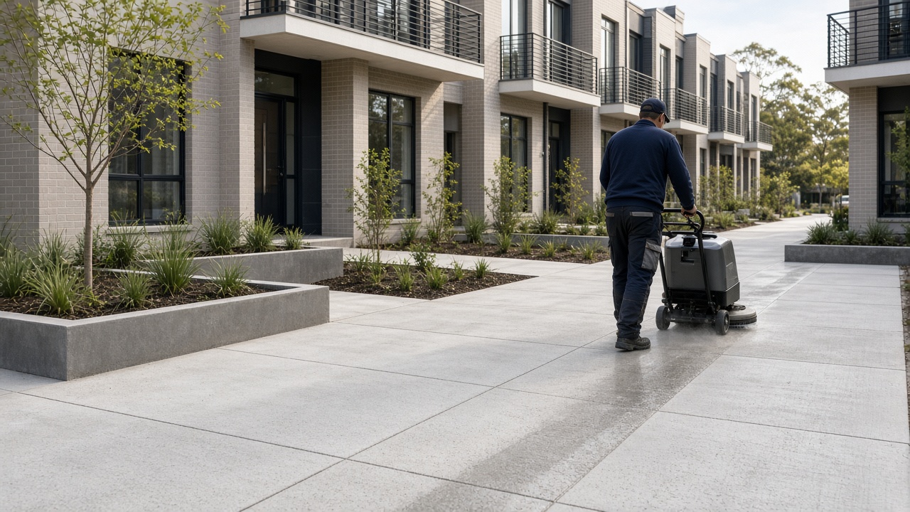 Paved common area at a residential development